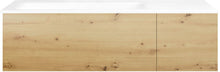 SOUS MEUBLE COFFEE 2 TIROIRS 110 CHENE DECOR URBAN+LAVABO GAUCHE PORCELAINE SNS TROU ROBINET BLANC