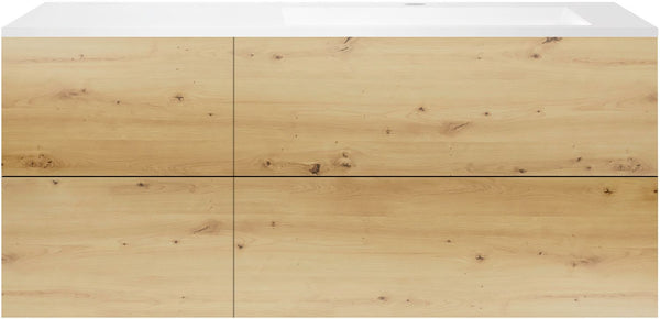 ONDERBOUW COFFEE 4 LADES 140 EIKEN  URBAN+WASTAFEL RECHTS KUNSTMARMER MAT WIT