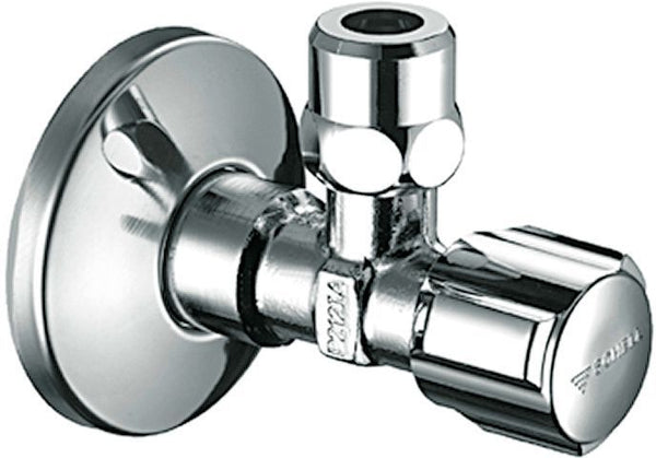 ROBINET D'ARRÊT EQUERRE SCHELL AVEC ROSACE 1/2"-12MM CHROME