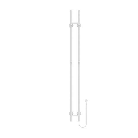 BELVIT elektrische handdoekdroger dubbel 150 cm wit glanzend met timer 120W 2 verwarmingsstanden 4 haken, elektrische radiatoren — SKU MB-19513-23040, EAN 5404029123477