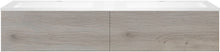 SOUS MEUBLE COFFEE 2 TIROIRS 160 CHENE ARGENT +DOUBLE LAVABO EN MARBRE SYNTHETIQUE BLANC MAT