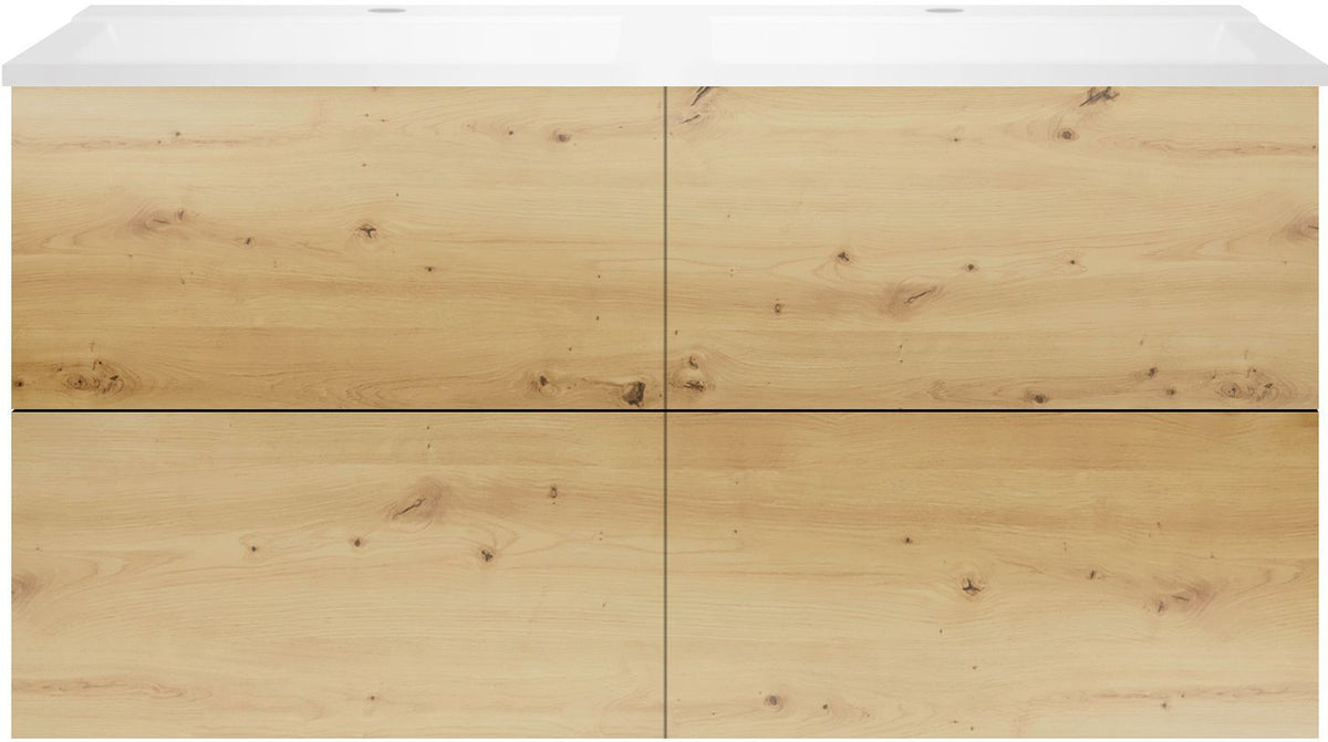 Onderbouw COFFEE 4 lades 120 duo eiken Decor urban +dubbele wastafel wit