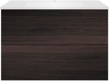 SOUS MEUBLE COFFEE 2 TIROIRS 90 CHENE DECOR MOKKA+LAVABO BLANC