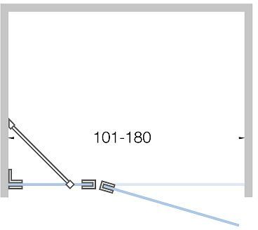Draaideur+vast deel nis close 101-180 hoogte 200CM mat zwart-timeless