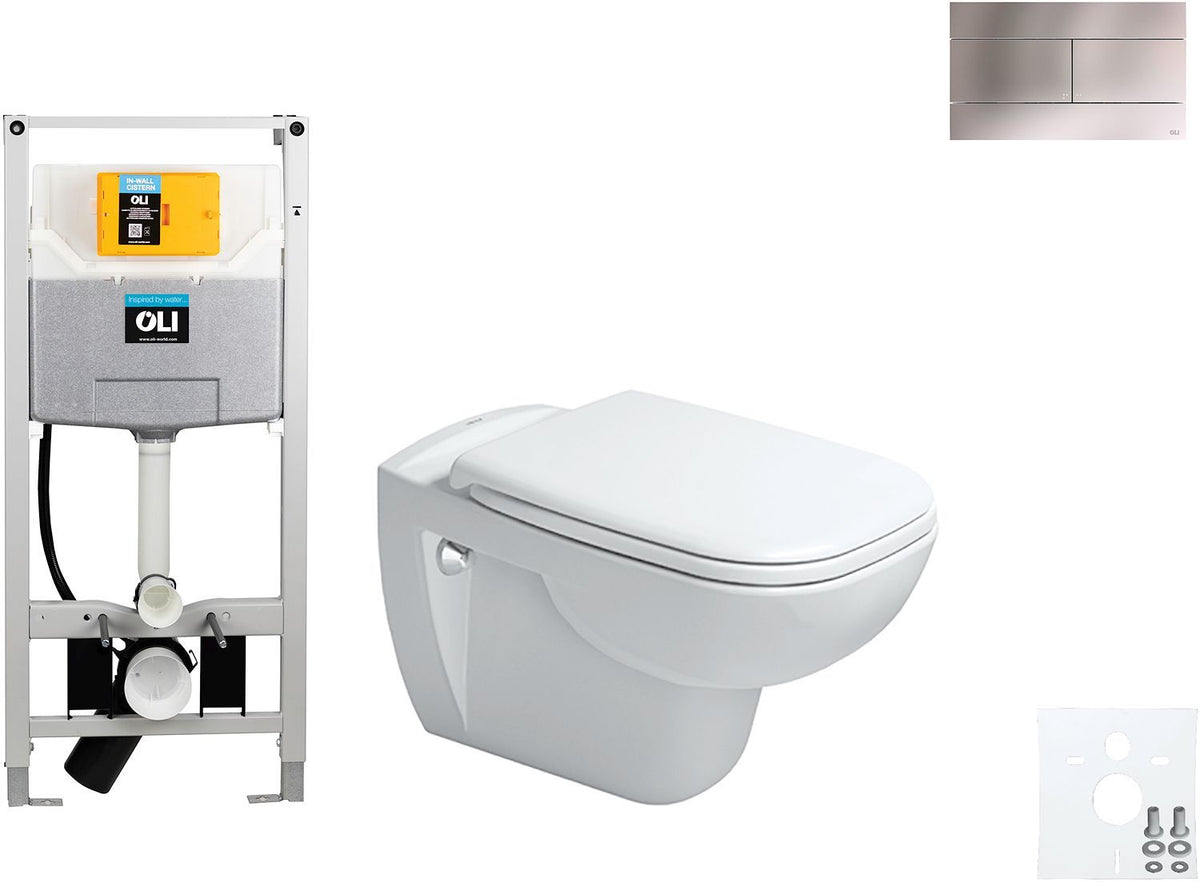 Wallfix OLI hangwc d-code Duravit code soft-close slim INOX, wc-inbouwframes — SKU DESCO-702264