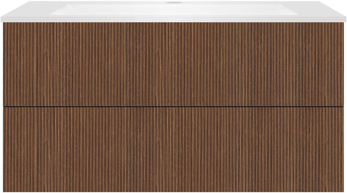Onderbouw COFFEE 2 lades 100 notelaar Decor smartline+wastafel kunstmarmer mat wit