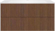 Onderbouw COFFEE 2 lades 100 notelaar Decor smartline+wastafel kunstmarmer mat wit
