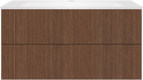 Onderbouw COFFEE 2 lades 100 notelaar Decor smartline+wastafel kunstmarmer mat wit
