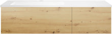 SOUS MEUBLE COFFEE 2 TIROIRS 120 CHENE URBAN+LAVABO GAUCHE EN MARBRE SYNTHETIQUE BLANC