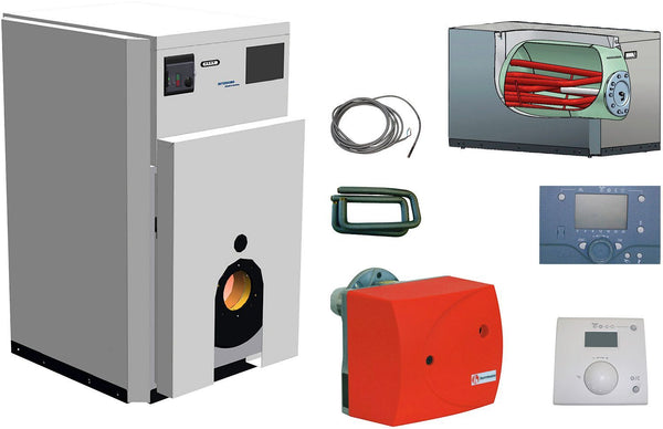 Mazoutketel met boiler met HL60 brander en Weersafhankelijke regeling interdomo ERP WW B ERP CV A tap L
