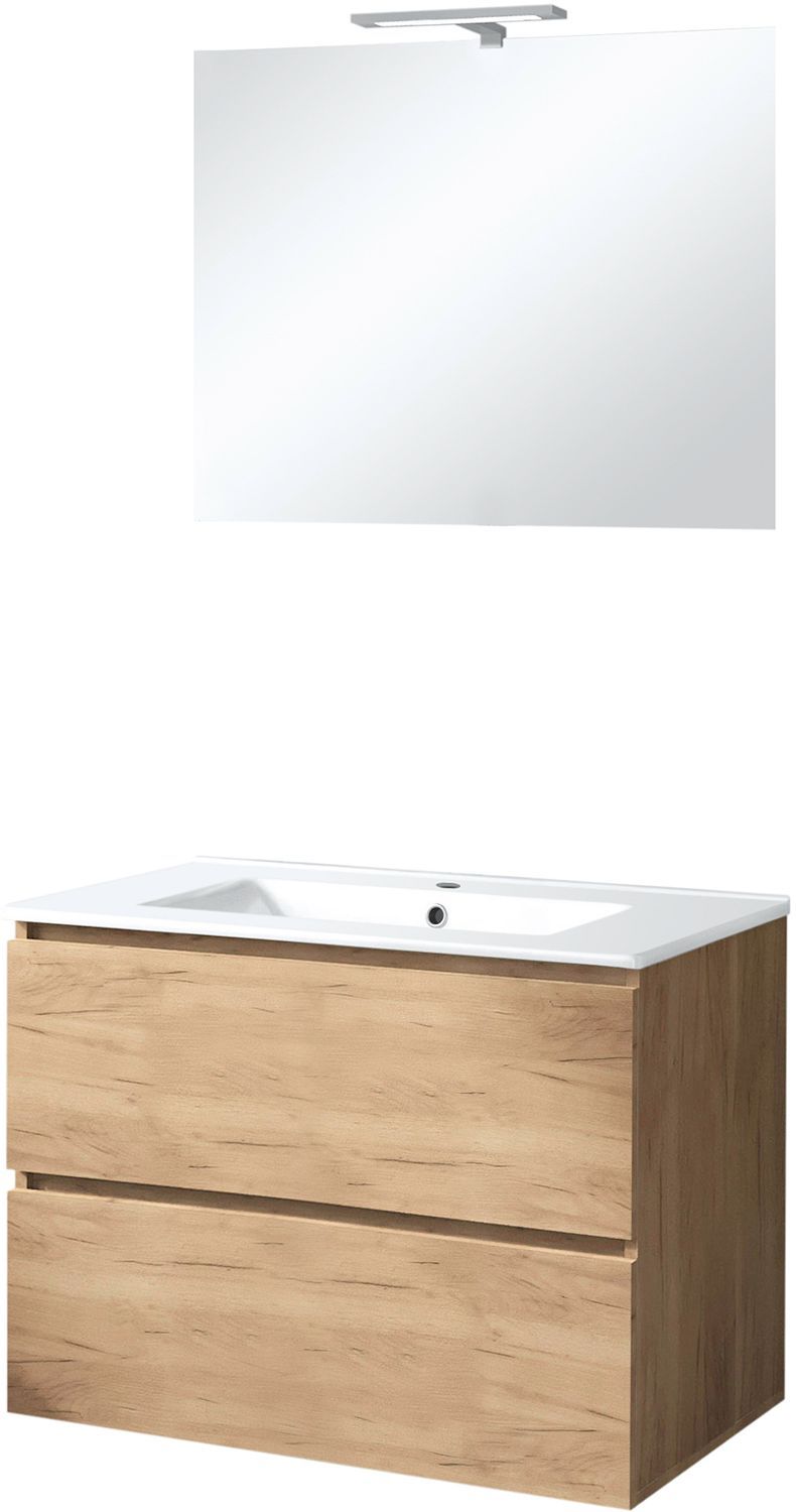 MEUBEL ICE SOLO SPIEGEL MET VERLICHTING 80CM EIK GRIJS