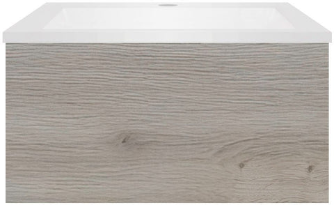 Onderbouw COFFEE 1 lade 60 eik Decor zilver+wastafel kunstmarmer mat wit, badkamermeubelen — SKU DESCO-191813