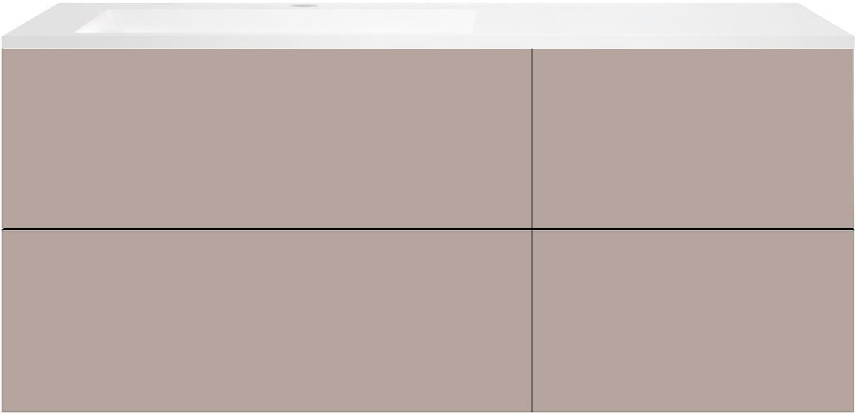 ONDERBOUW COFFEE 4 LADES 140 MAT BASALTGRIJS+WASTAFEL LINKS KUNSTMARMER MAT WIT