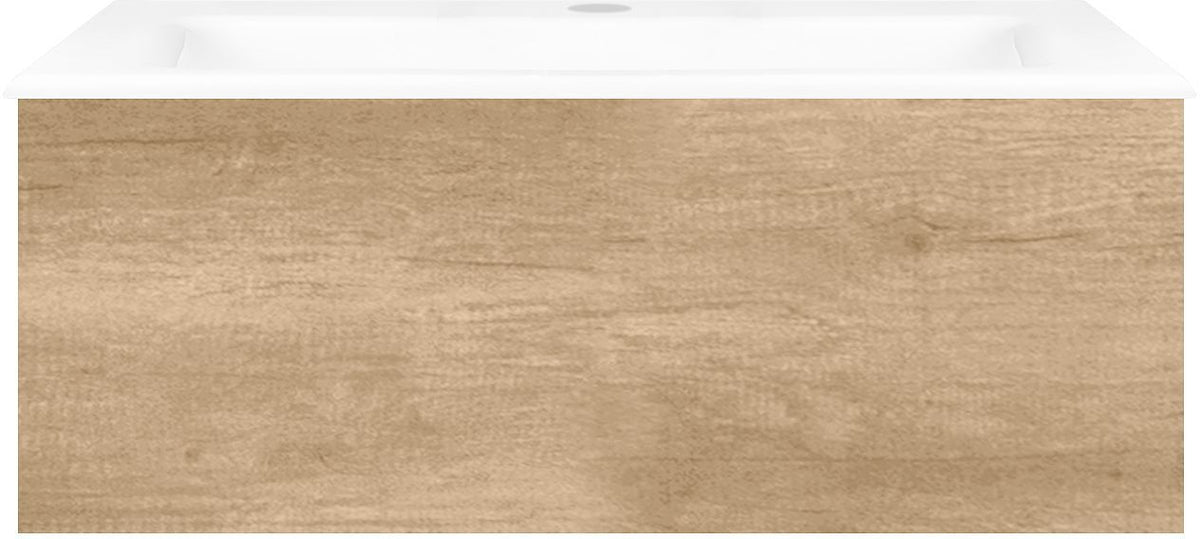 Onderbouw COFFEE 1 lade 80 eiken Decor kasjmier +wastafel porselein wit