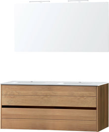 MEUBLE COMBO CHENE MASSIF 140 MARBRE SYNTHETIQUE MIROIR
