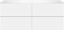 SOUS MEUBLE COFFEE 4 TIROIRS 140 BLANC MAT+LAVABO GAUCHE BLANC