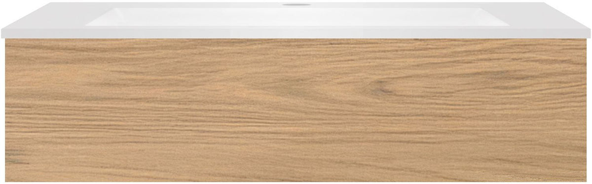 Onderbouw COFFEE 1 lade 120 eik klassiek+wastafel kunstmarmer wit