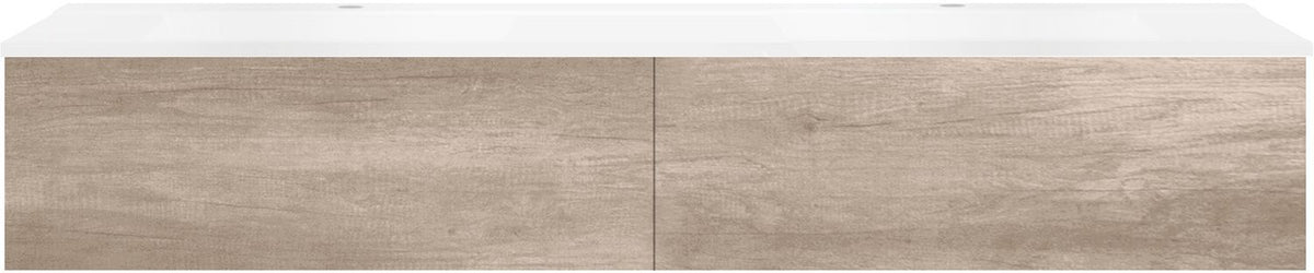 Onderbouw COFFEE 2 lades 180 duo eiken Decor flanel +dubbele wastafel wit