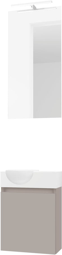LAVE-MAINS FORM MINI QUO GAUCHE/ 1 PORT/MIROIR LUMIERE LED POUDRE GRIS