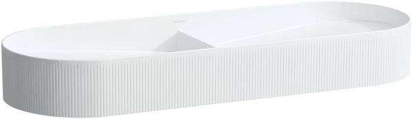 Dubbele opbouw lavabo sonar relief laufen 100X37 zonder kraangat/overloop wit