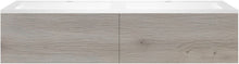 Onderbouw COFFEE 2 lades 140 duo eik zilver+dubbele wastafel kunstmarmer mat wit