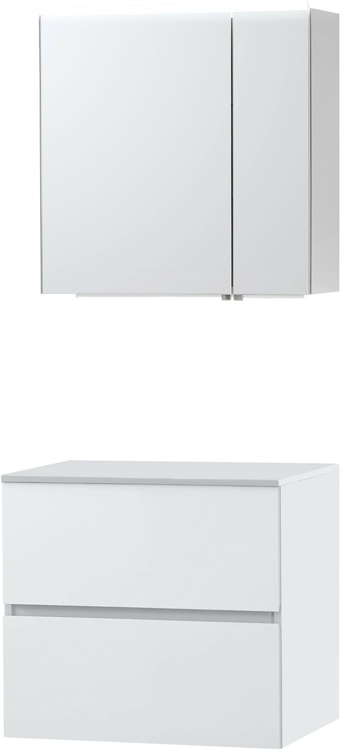 Meubel Molto poederwit 70 voor opbouwlavabo Solid spiegelkast