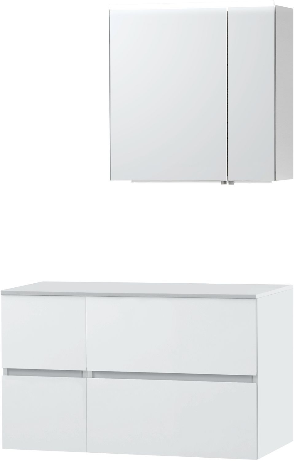 Meubel Molto poederwit 105 voor opbouwlavabo Solid spiegelkast 70