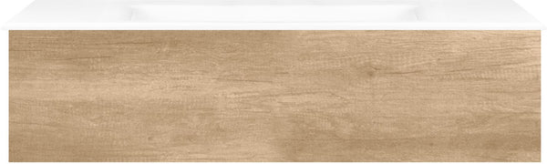 Onderbouw COFFEE 1 lade 120 eiken Decor kasjmier +wastafel porselein zonder kraangat wit
