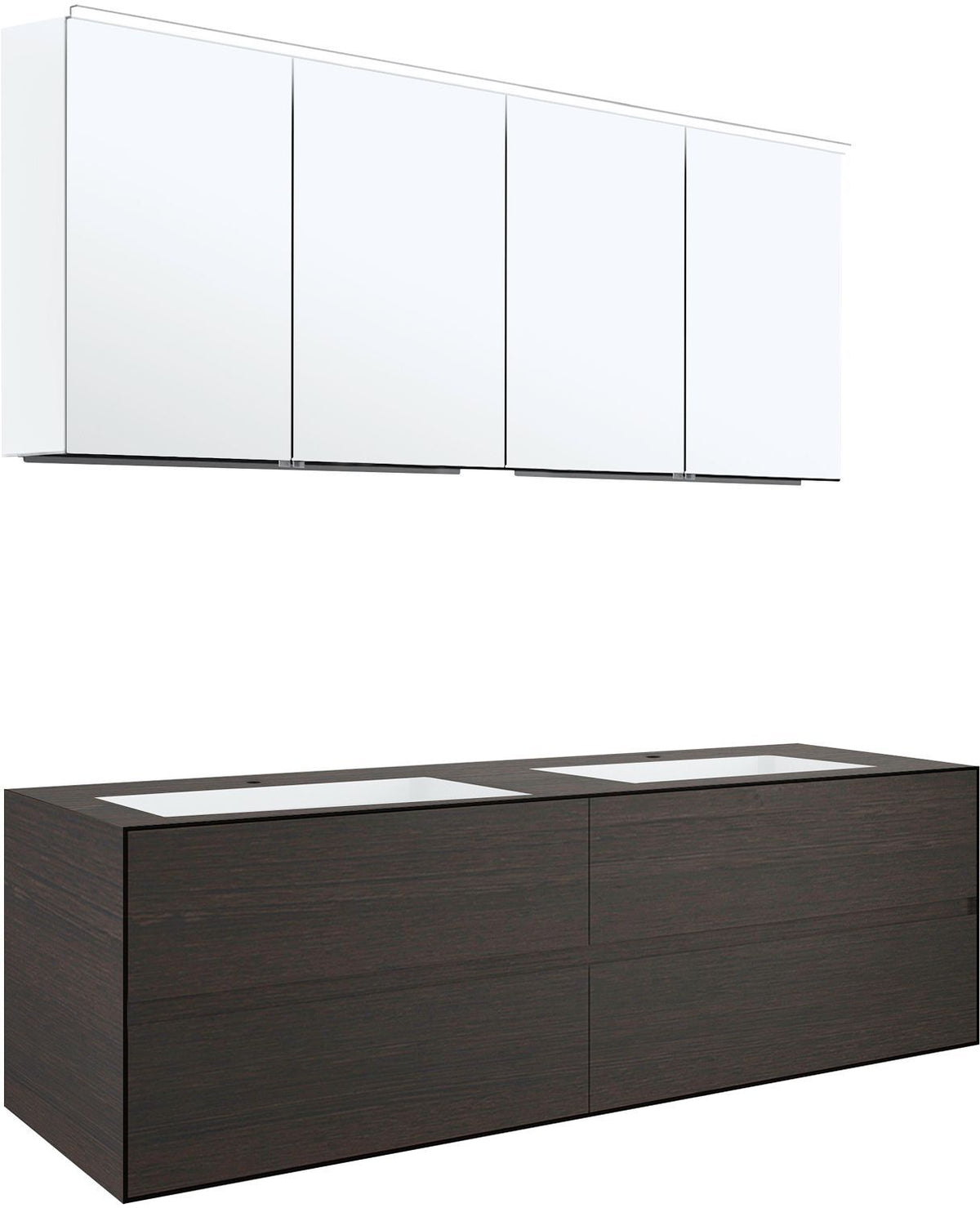 Meubel 4 LADES+2 meubellavabos tenso 160CM +kraangaten wenge met spiegelkast