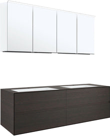 MEUBLE 4 TIROIRS+ LAVABOS SOUS ENCASTRER TENSO 160CM +TROUS ROBINETS WENGE AVEC ARMOIRE TOILETTE