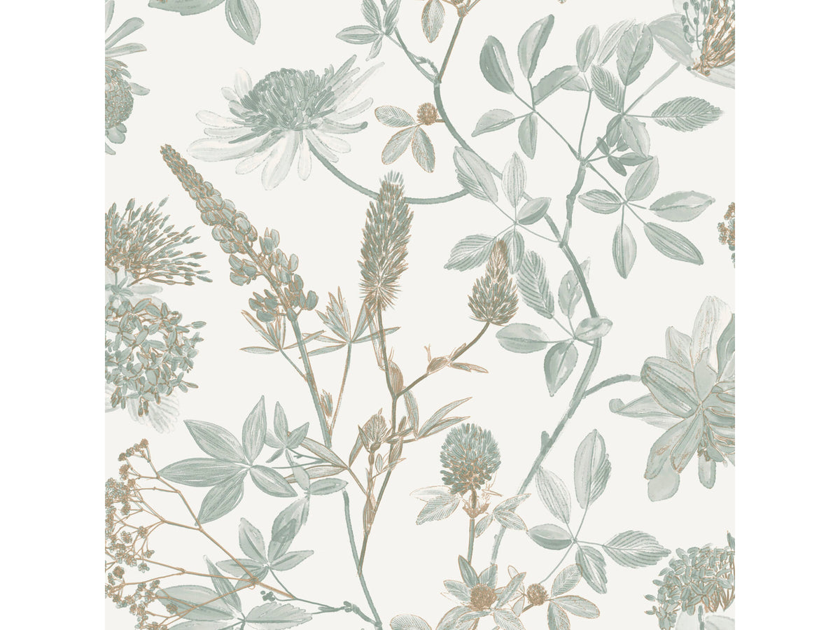 Vliesbehang bladeren groen/ecru 53cm x 10m