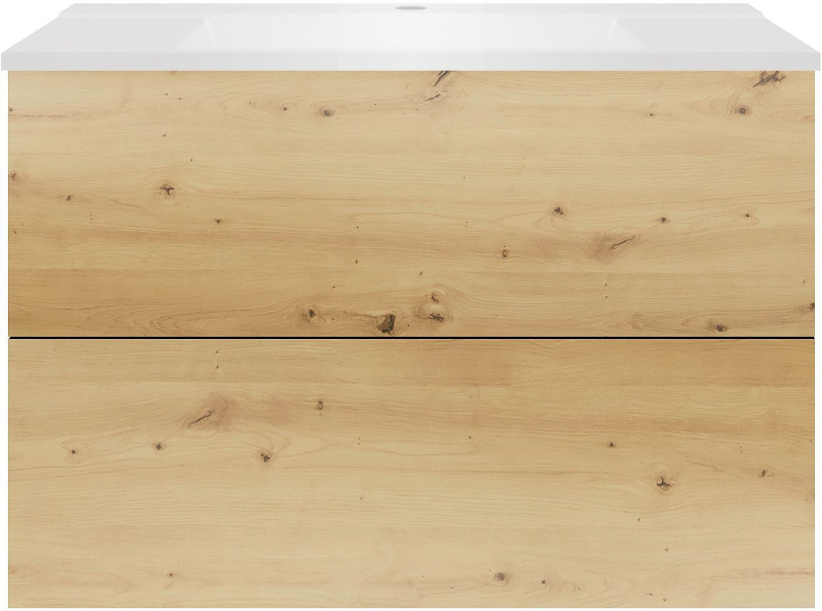 Onderbouw COFFEE 2 lades 90 eiken Decor urban+wastafel mat wit