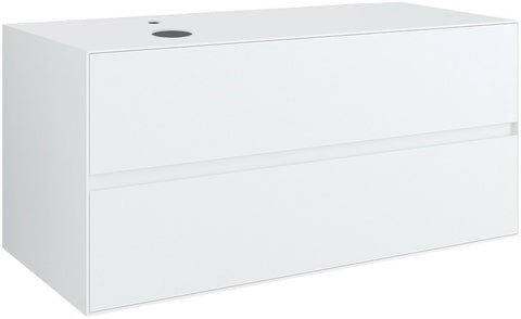 Onderbouw 2lades+tablet voor opbouwlavabo links TENSO 120cm +kraangat wit, badkamermeubelen — SKU DESCO-177421