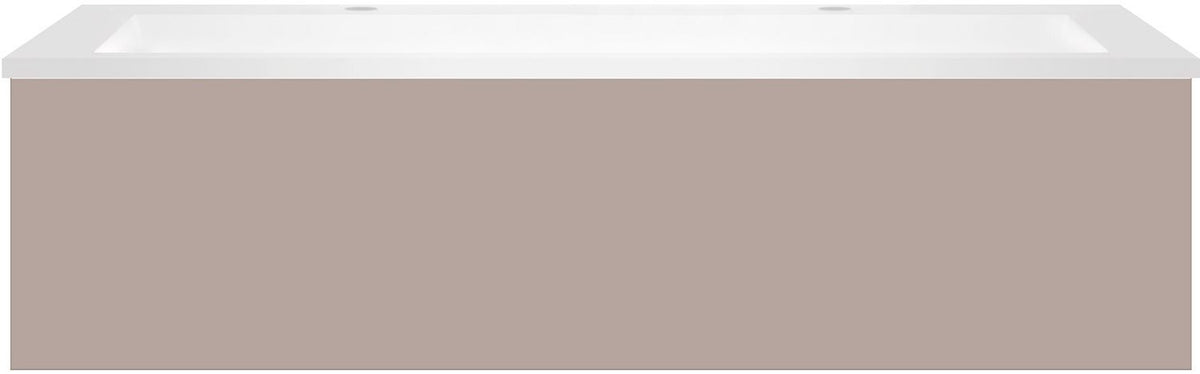 Onderbouw COFFEE 1 lade 120 basaltgrijs mat + wastafel 2 kraangaten kunstmarmer wit
