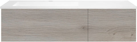 Onderbouw coffee 2 lades 120 eik zilver+wastafel links kunstmarmer wit, badkamermeubelen — SKU DESCO-192275