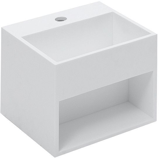 Lavabo Compact met opbergvak en kraangat 32,5CM cosmic cristalplant wit