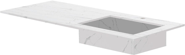 TABLET KERAMISCH MARMER PURO LAVABO S RECHTS B120 H1,2 +KRAANGAT WHITE CALACATTA