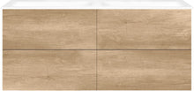 SOUS MEUBLE COFFEE 4 TIROIRS 140 DUO CHENE DECOR CACHMIRE+DOUBLE LAV.PORCEL.SNS TROU ROBINET BLANC