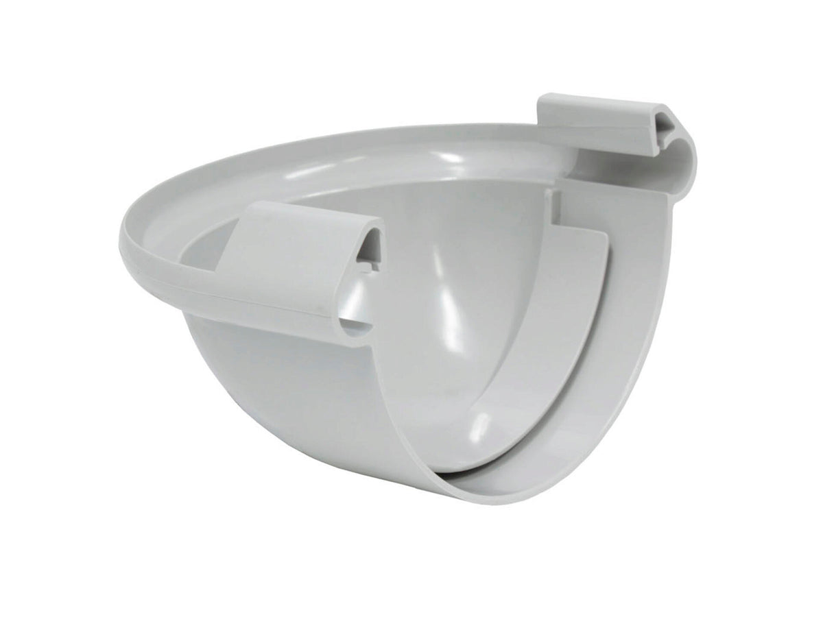 Scala eindstuk afgerond voor dakgoot G125 PVC lichtgrijs
