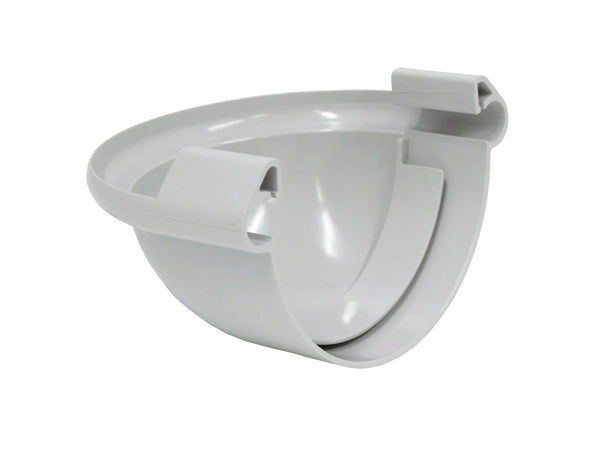 Scala eindstuk afgerond voor dakgoot G125 PVC lichtgrijs