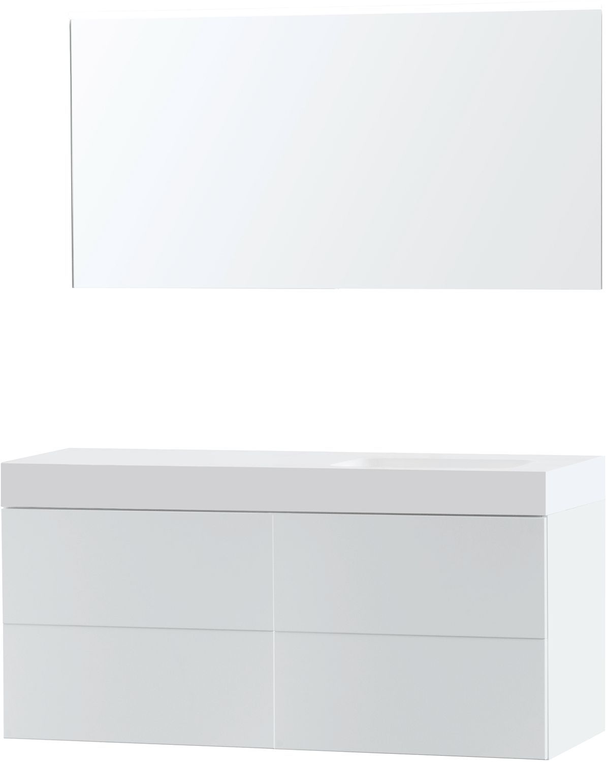 Meubel puro solo wit asymmetrisch 140 rechts solid puro spiegel, badkamermeubelen — SKU DESCO-702459