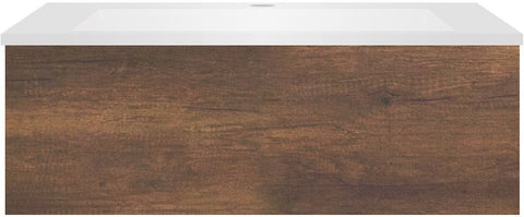 Onderbouw coffee 1 lade 90 eik.dec.roest+wastafel kunstmarmer wit, badkamermeubelen — SKU DESCO-191817