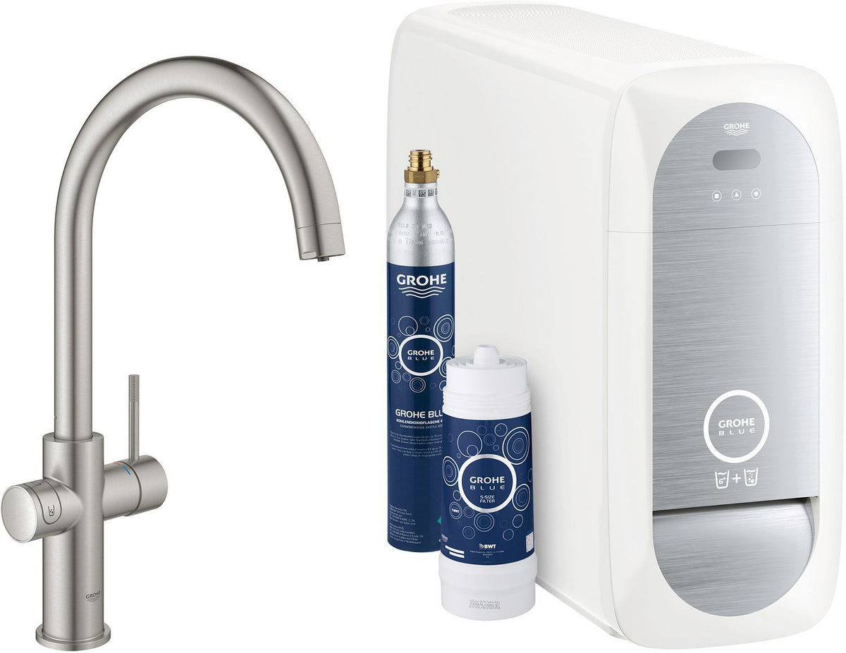 1GREEP Mengkraan keuken blue Home FG C-uitloop startkit Wifi Supersteel