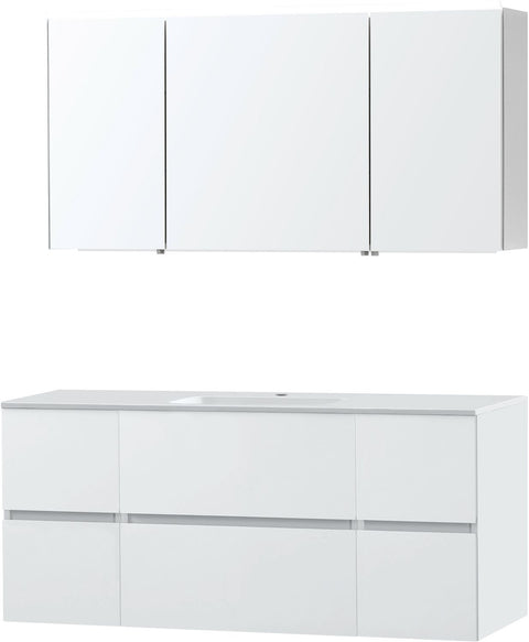 Meubel Molto poederwit 140 1 lavabo kunstmarmer spiegelkast, badkamermeubelen — SKU DESCO-701583