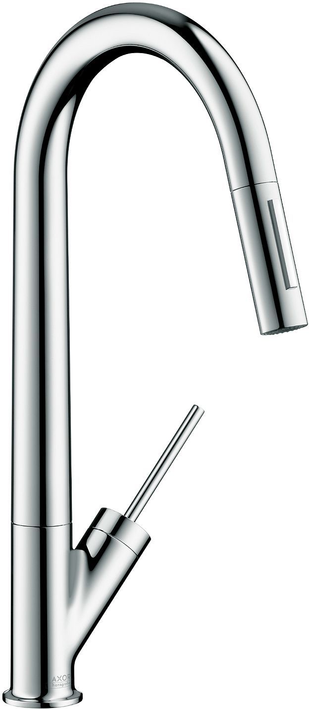 1GREEP MENGKRAAN KEUKEN STARCK AXOR UITTREKBARE HANDDOUCHE 2-STRALEN INOX LOOK