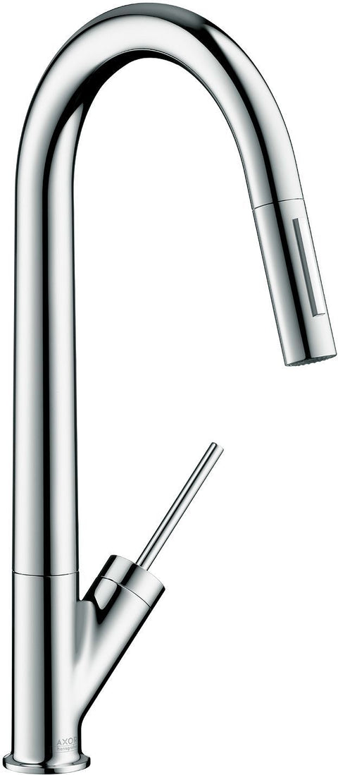 1GREEP MENGKRAAN KEUKEN STARCK AXOR UITTREKBARE HANDDOUCHE 2-STRALEN INOX LOOK