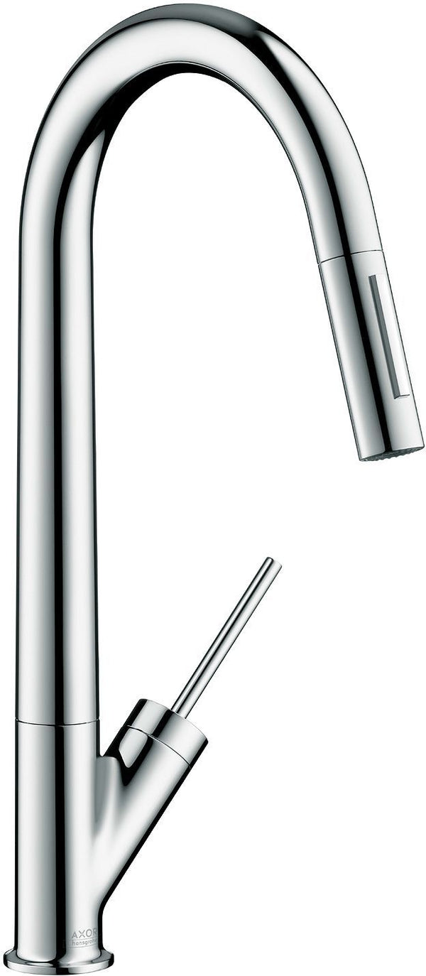 1GREEP MENGKRAAN KEUKEN STARCK AXOR UITTREKBARE HANDDOUCHE 2-STRALEN INOX LOOK