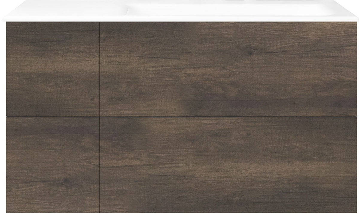 ONDERBOUW COFFEE 4 LADES 110 KASTANJE DECOR TRUFFEL +WASTAFEL RECHTS PORSELEIN ZONDER KRAANGAT WIT