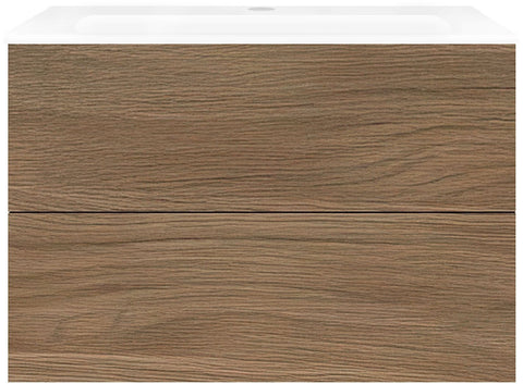 Onderbouw COFFEE 2 lades 90 eik caramel+wastafel porselein wit, badkamermeubelen — SKU DESCO-192606