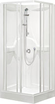 Douche cabine desco Collection 80-80 + inbouw thermostaat hoekinstap alu/wit-helder
